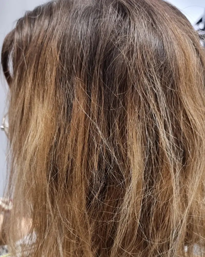 Balayage in warmen Brauntönen auf langem Haar